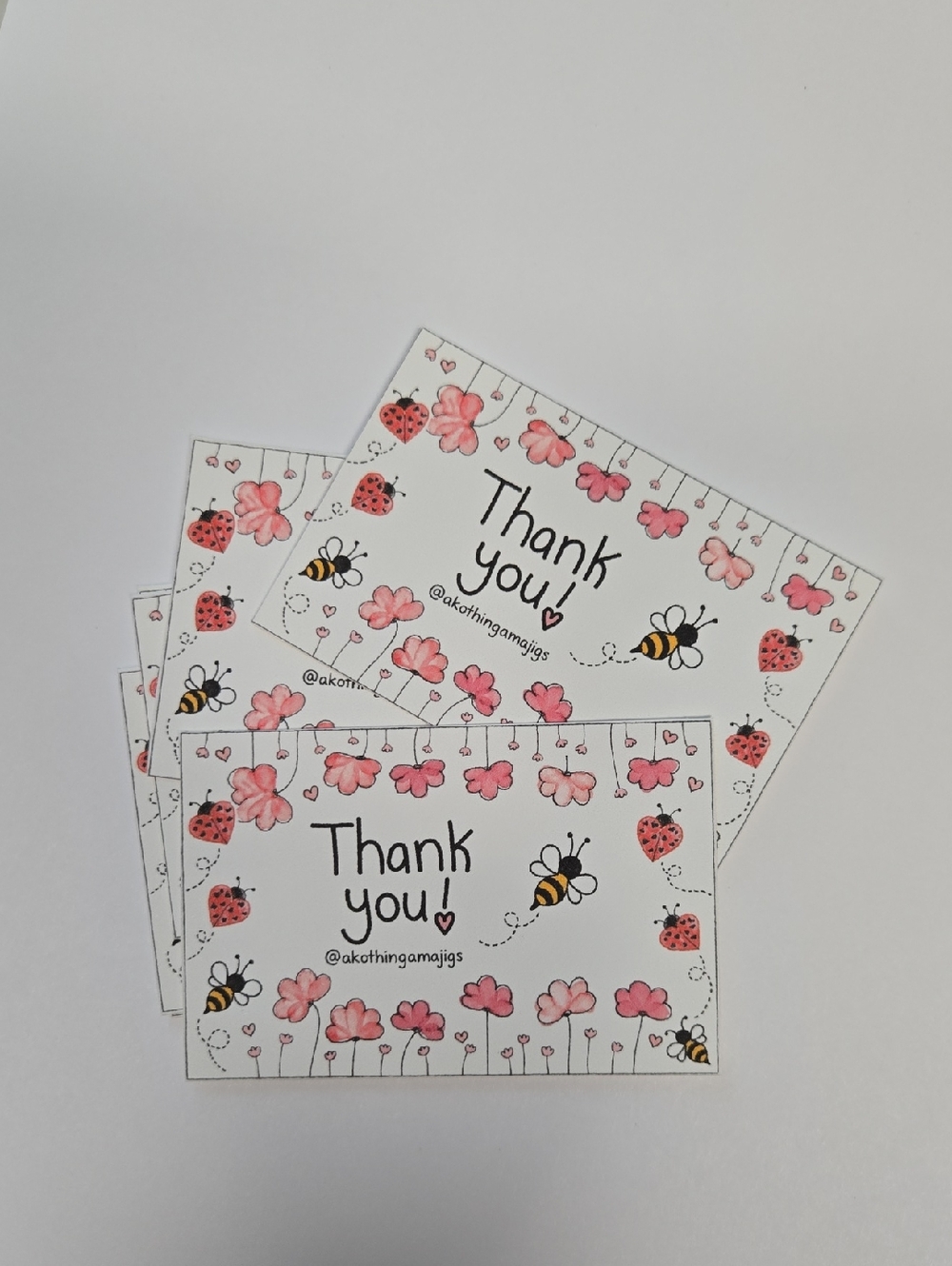 @akothingamajigs Thank You Florals & Bugs 50 Count Business Cards - Picture 2 of 5